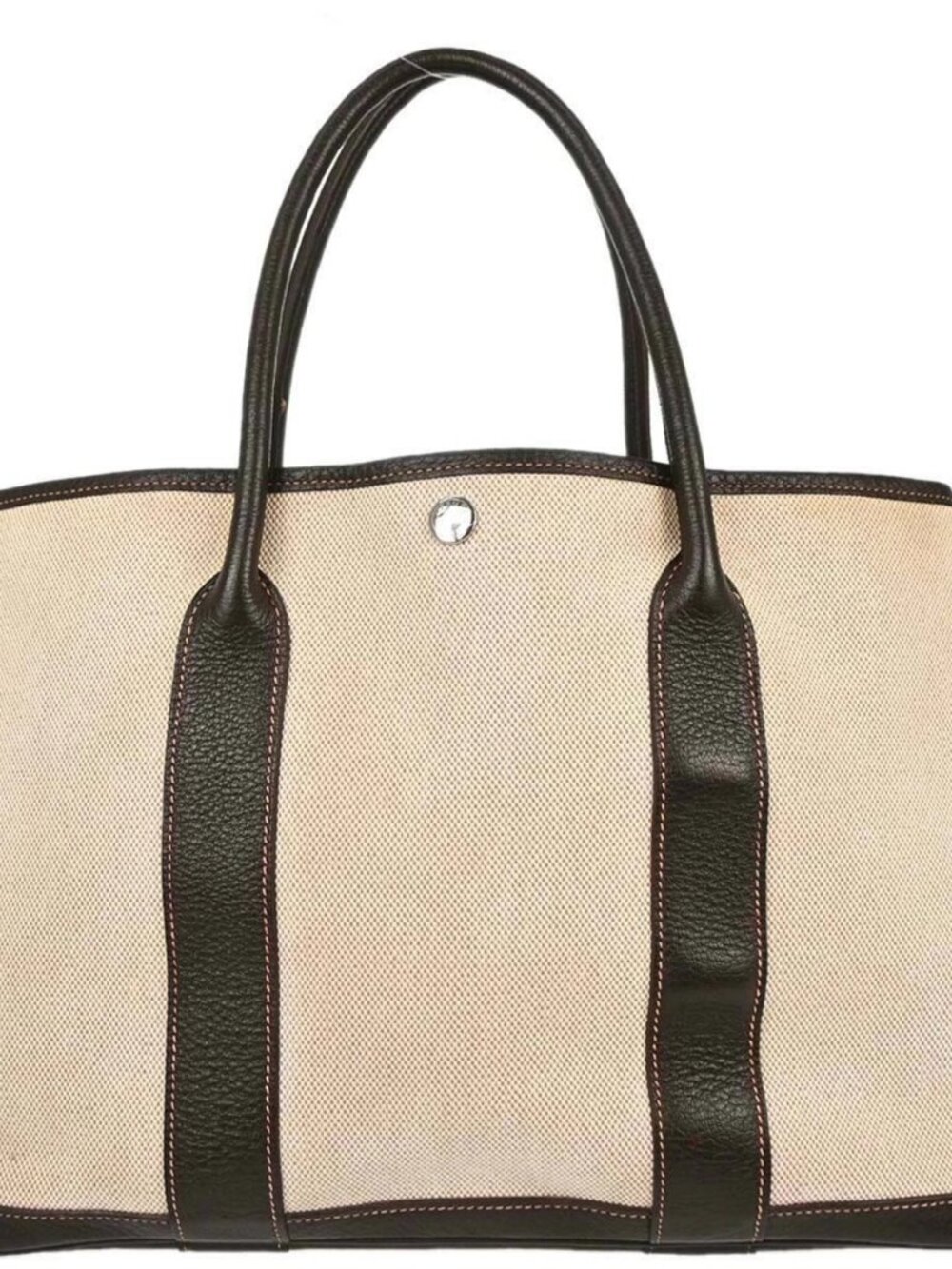 Hermes Beige Toile H Buffle Garden Party 36 PM Tote Handbag J□I KQ00695